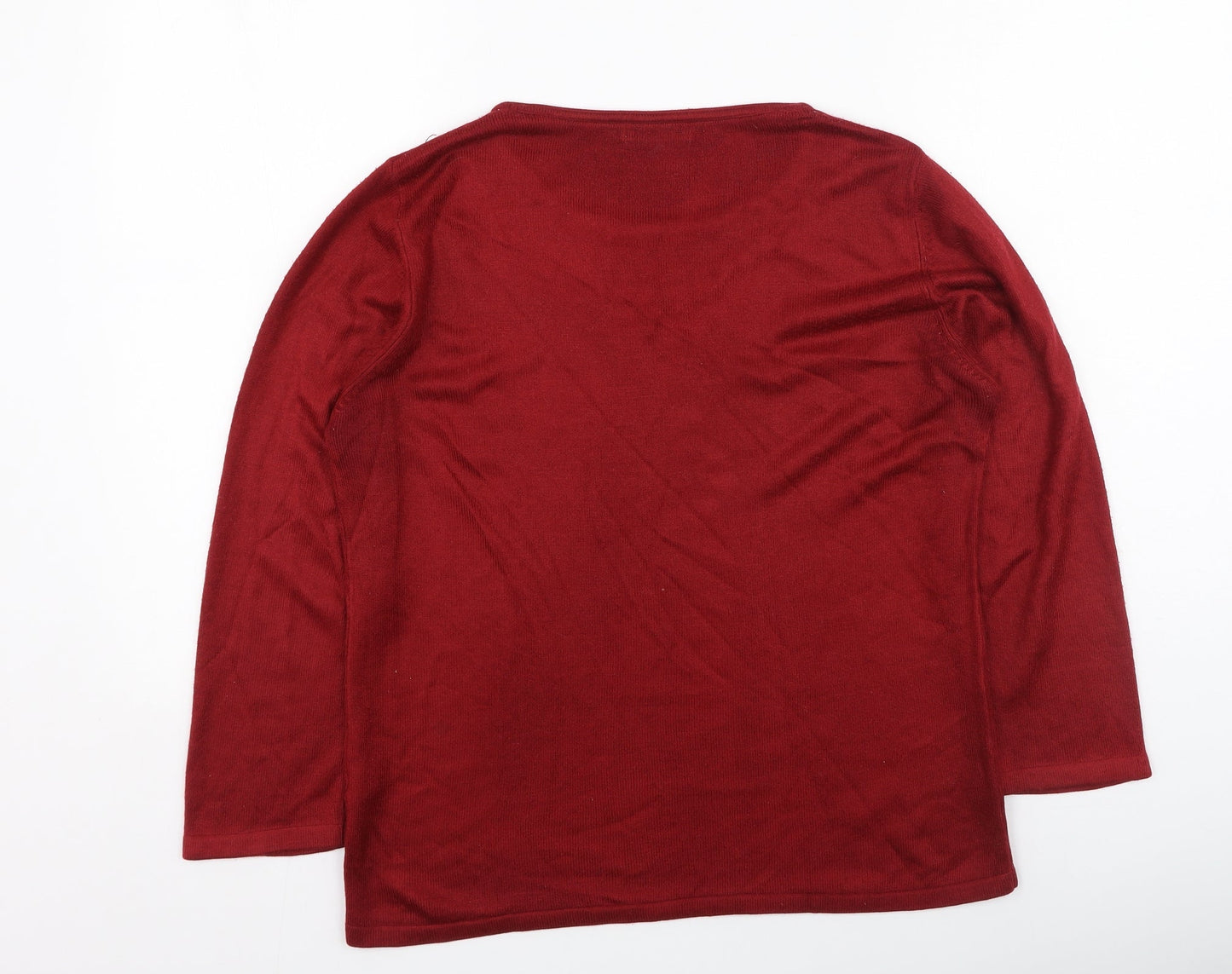 Berkertex Womens Red Round Neck  Acrylic Pullover Jumper Size 14