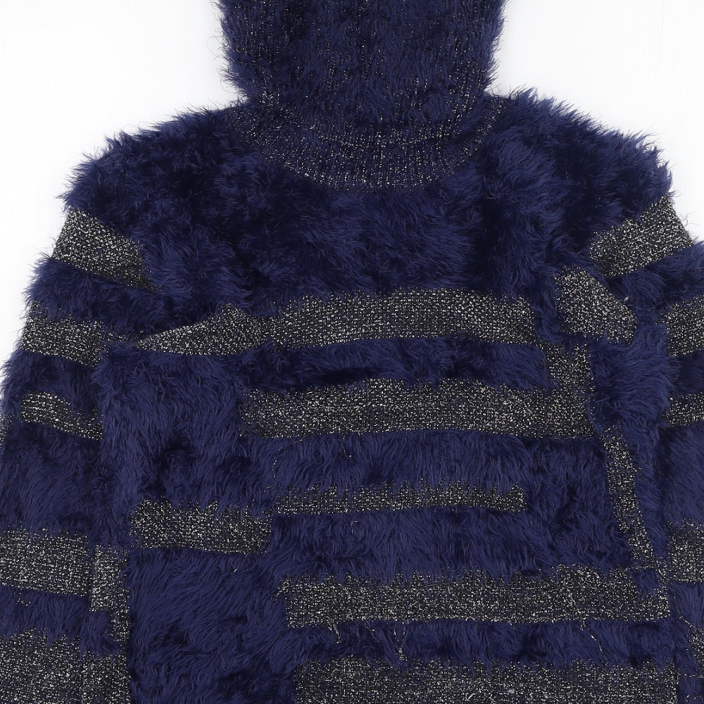 Preworn Womens Blue High Neck  Polyamide Pullover Jumper Size S