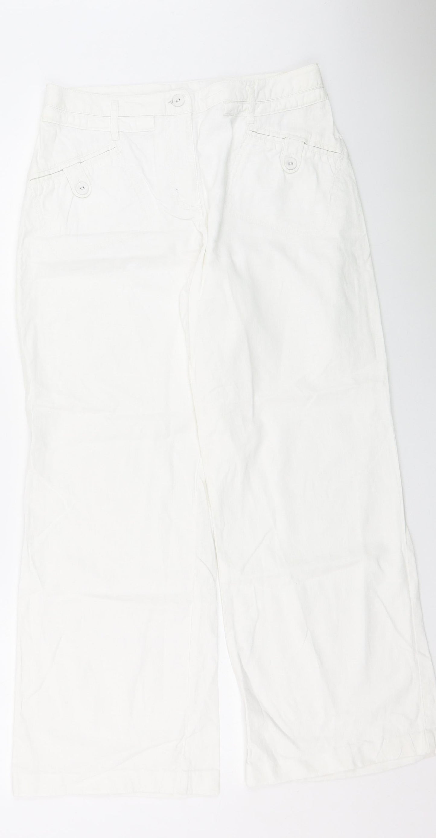 Preworn Womens White  Polyester Trousers  Size 30 L28 in Regular