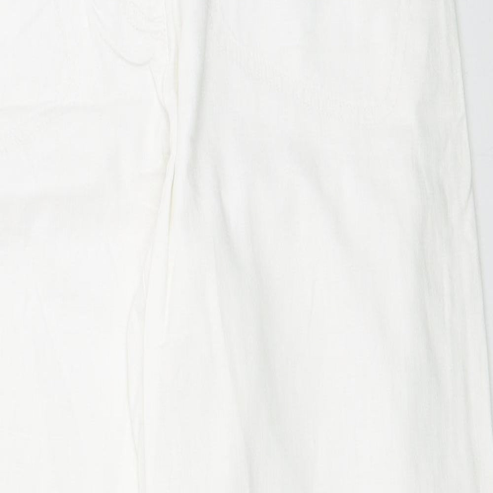 Preworn Womens White  Polyester Trousers  Size 30 L28 in Regular