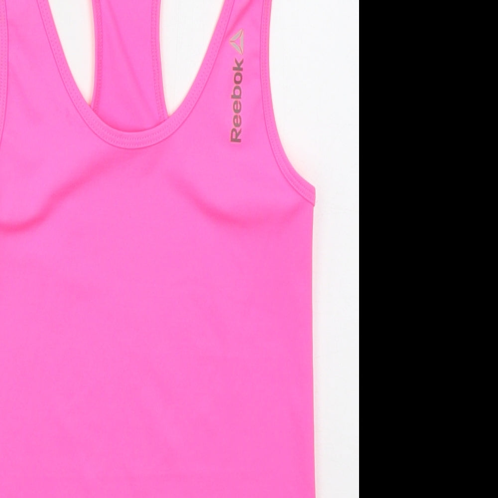 Reebok Womens Pink  Polyester Basic Tank Size XS Round Neck Pullover