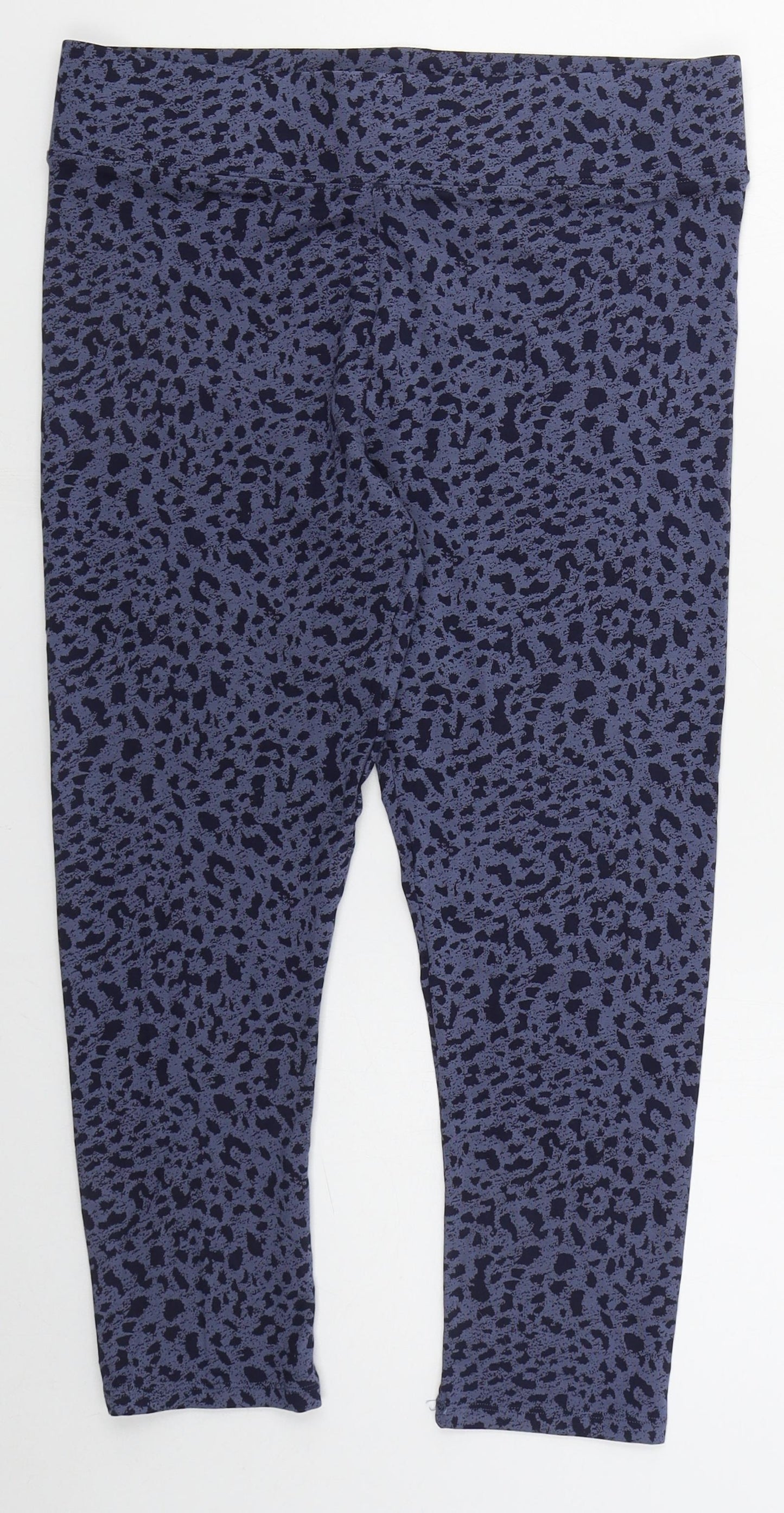 Preworn Womens Blue Animal Print Cotton Cropped Leggings Size 30 in L21.5 in