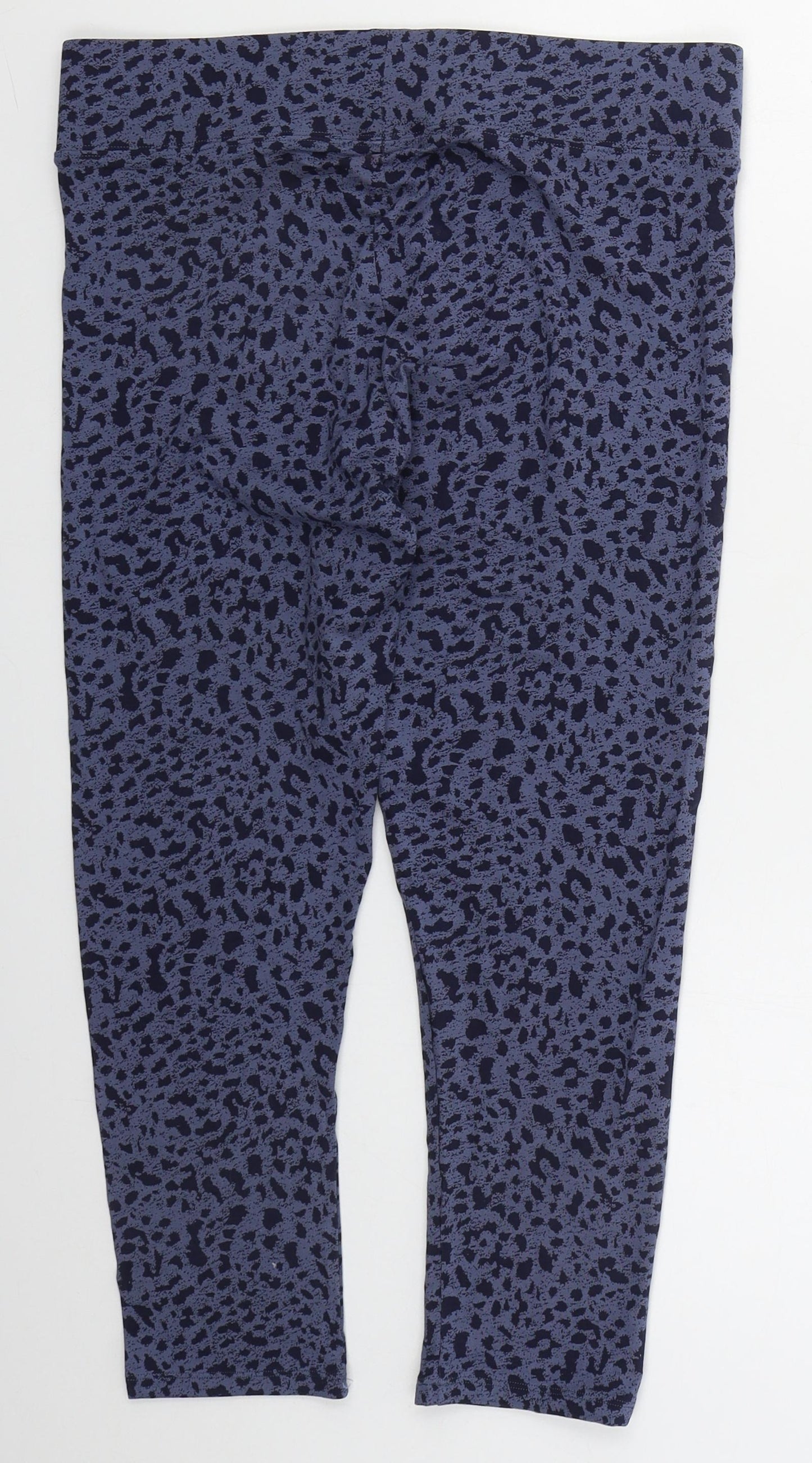 Preworn Womens Blue Animal Print Cotton Cropped Leggings Size 30 in L21.5 in
