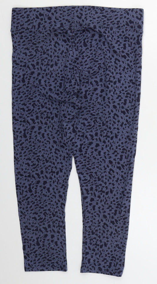 Preworn Womens Blue Animal Print Cotton Cropped Leggings Size 30 in L21.5 in