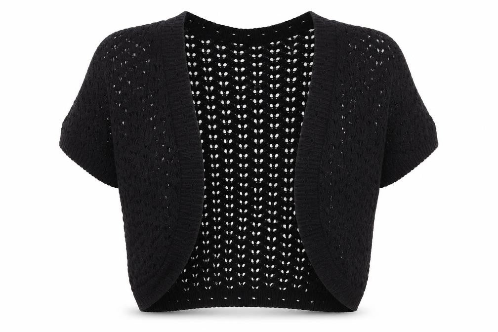 New Look Womens Black V-Neck  Cotton Cape Jumper Size 10