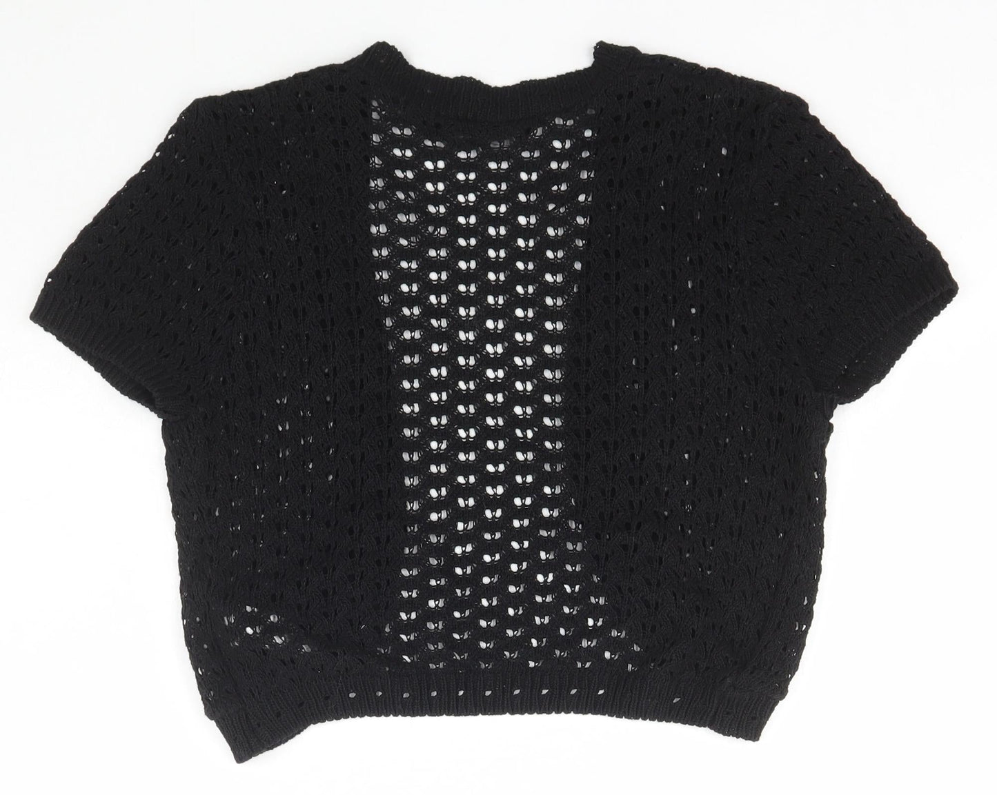 New Look Womens Black V-Neck  Cotton Cape Jumper Size 10