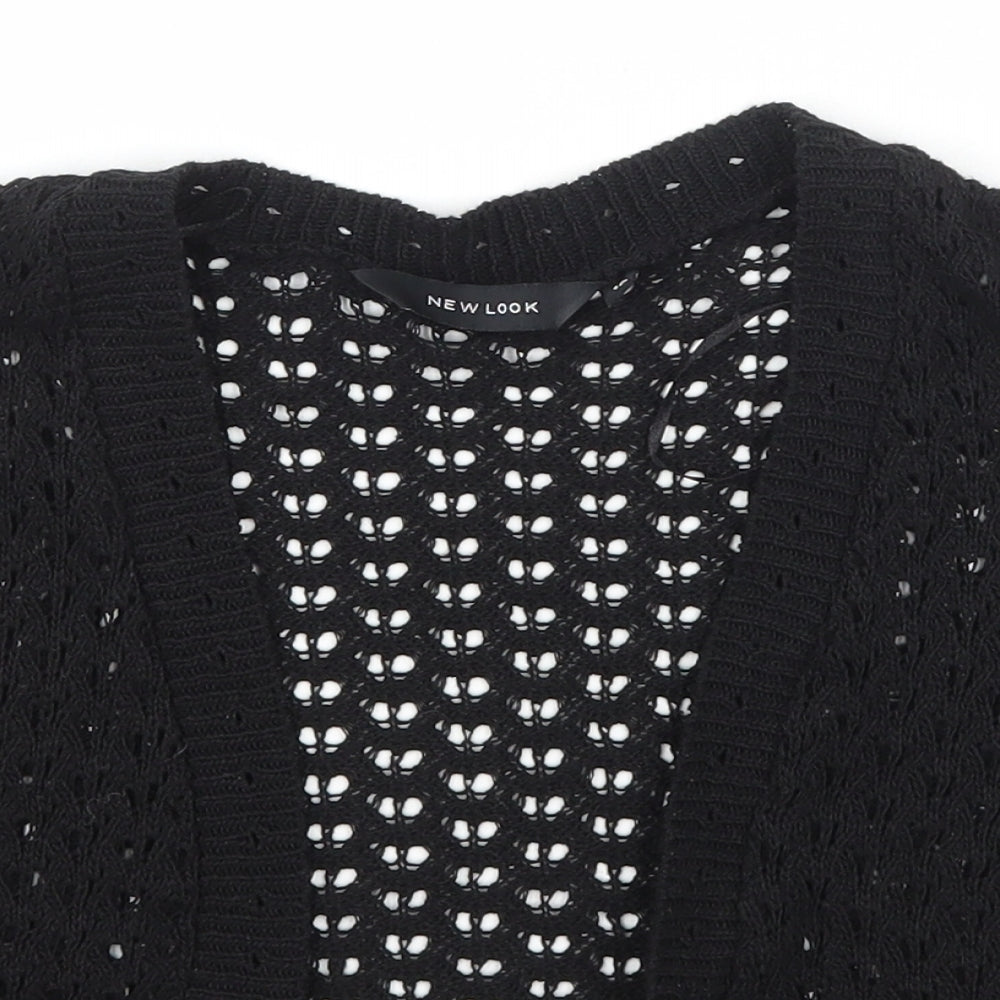 New Look Womens Black V-Neck  Cotton Cape Jumper Size 10
