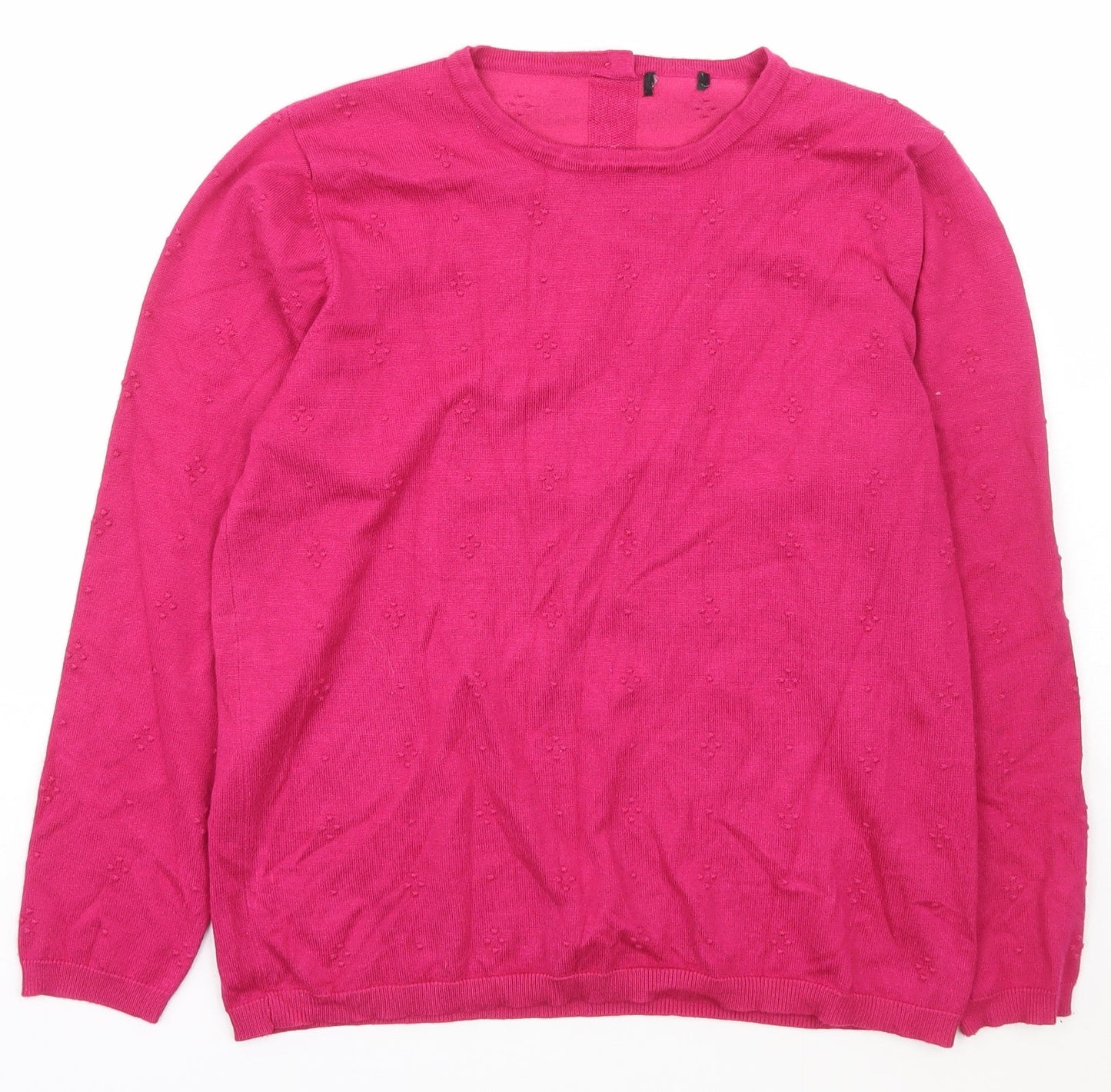 Preworn Womens Pink Scoop Neck Polka Dot Viscose Pullover Jumper Size M
