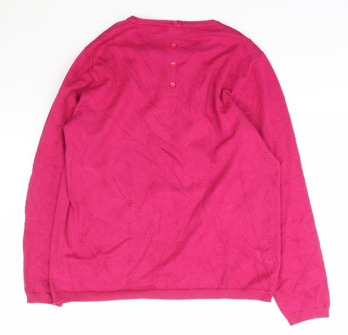 Preworn Womens Pink Scoop Neck Polka Dot Viscose Pullover Jumper Size M