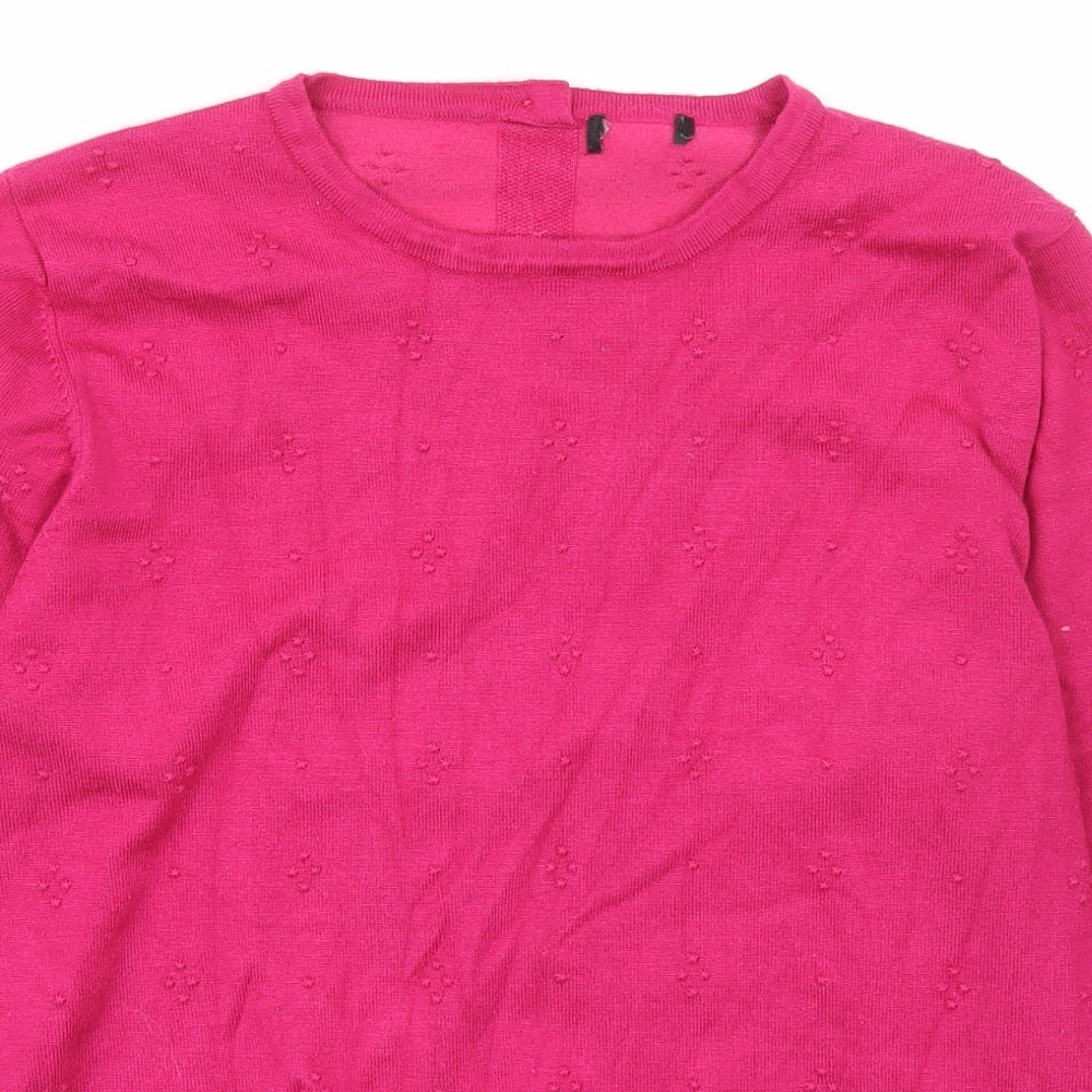 Preworn Womens Pink Scoop Neck Polka Dot Viscose Pullover Jumper Size M