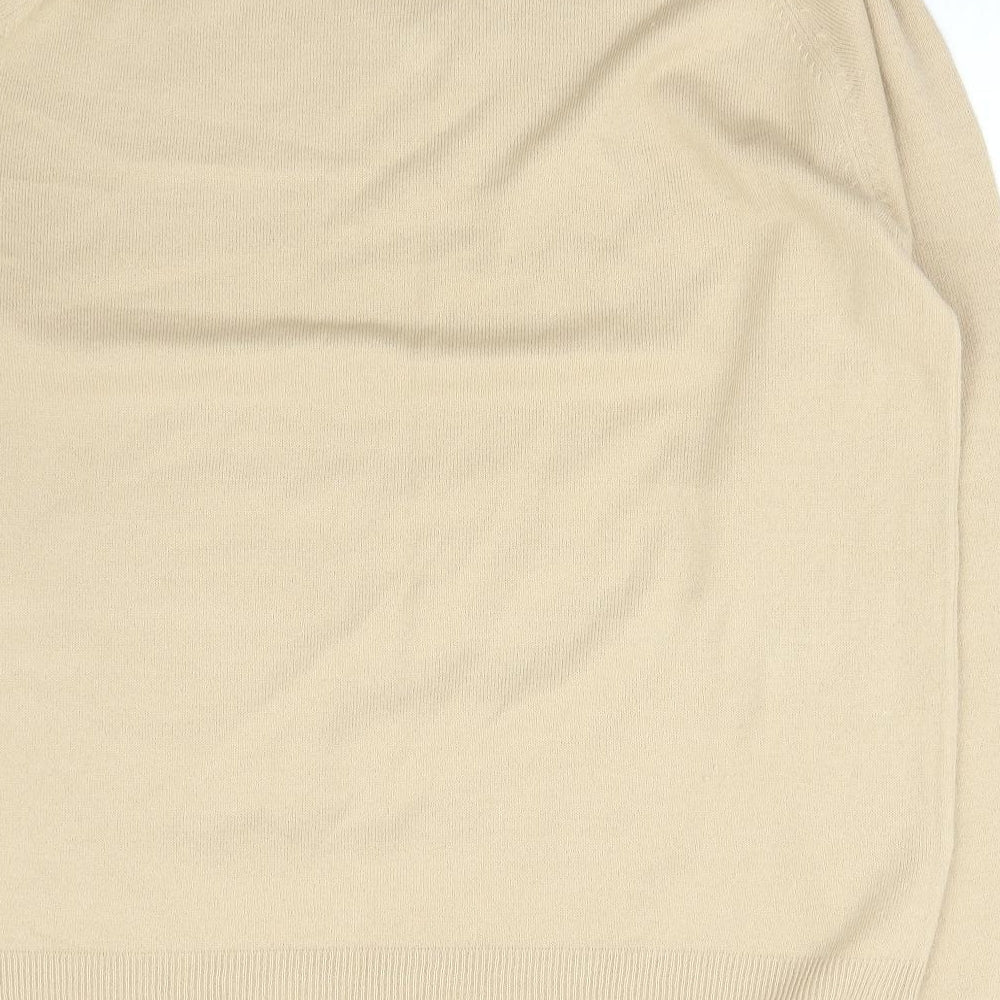 Lime Mens Beige V-Neck  Acrylic Pullover Jumper Size XL