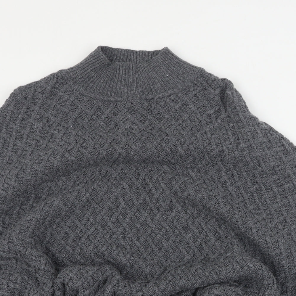 Ameryllis Womens Grey High Neck  Viscose Pullover Jumper Size M