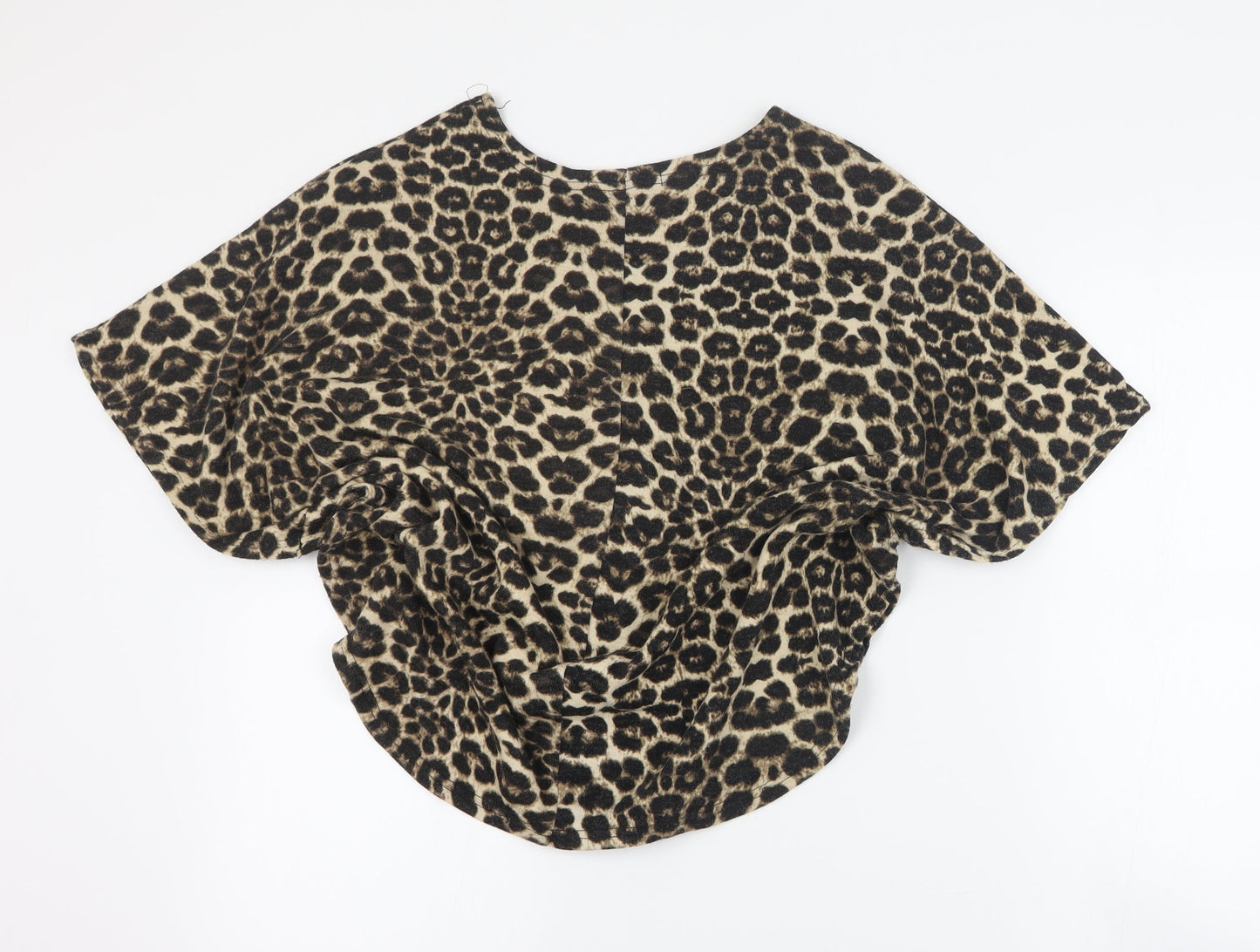 New Look Womens Brown Round Neck Animal Print Polyester Pullover Jumper Size S