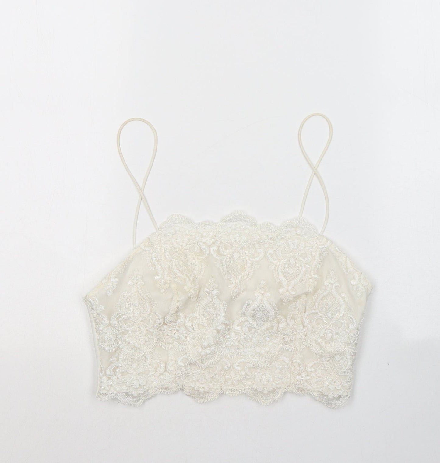 Topshop Womens White Geometric Polyester Camisole Tank Size 12 Square Neck