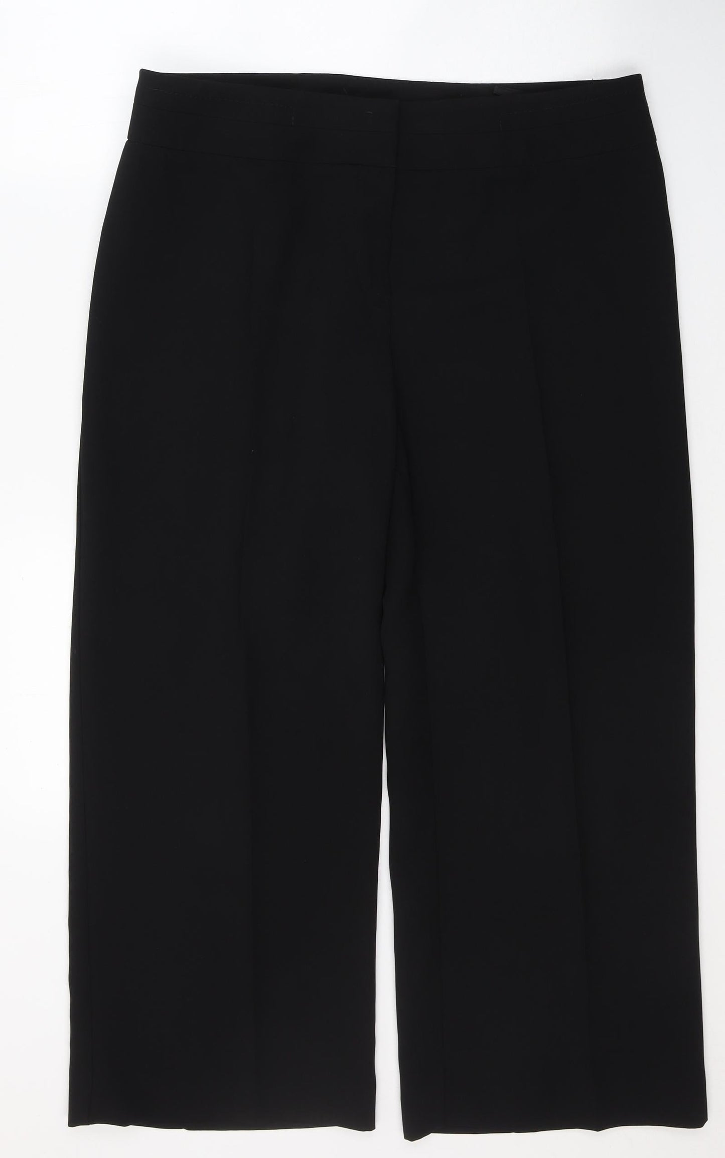 Marks and Spencer Womens Black  Polyester Trousers  Size 16 L26 in Regular Button