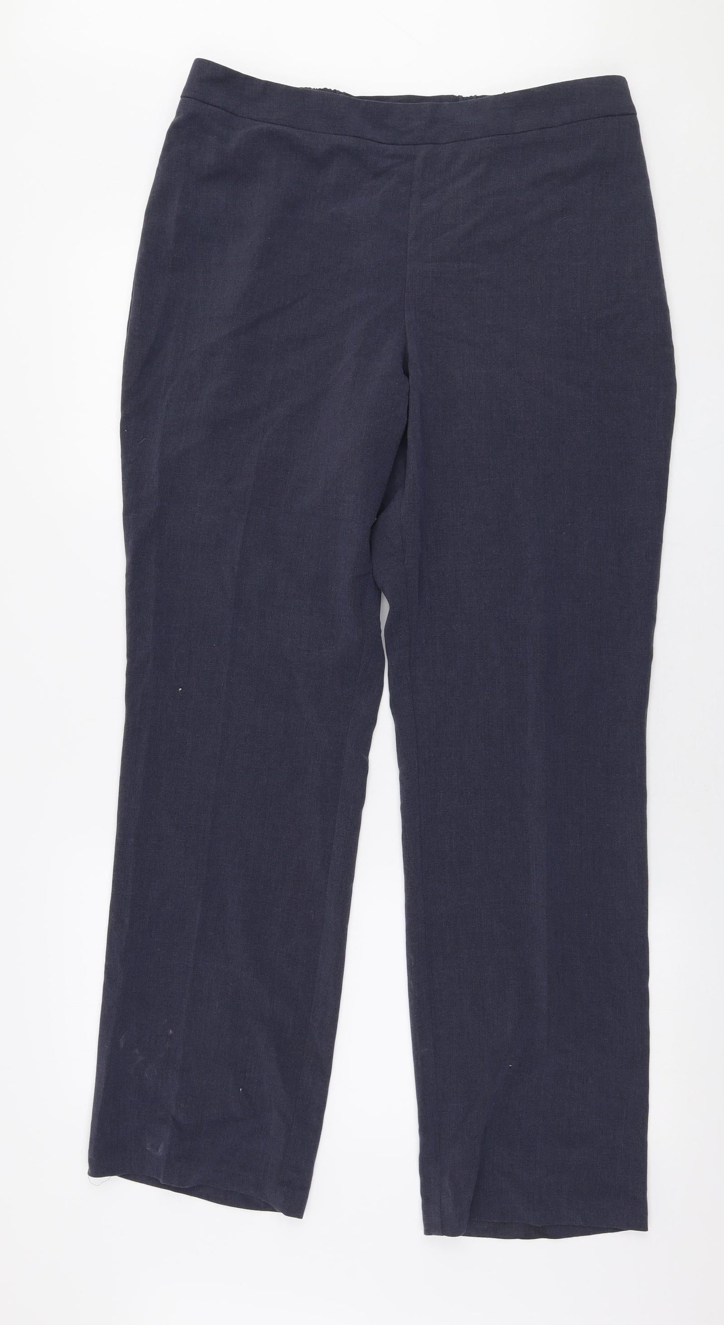 Marks and Spencer Womens Grey  Polyester Trousers  Size 14 L31 in Regular Zip