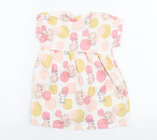 George Girls Multicoloured  100% Cotton Skater Dress  Size 12-18 Months  Round Neck Snap - Peppa pig