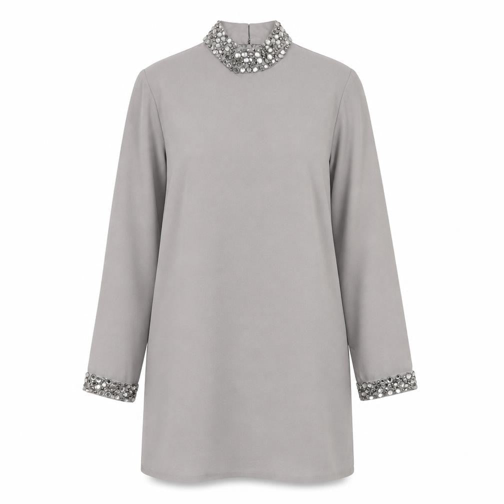 ASOS Womens Grey  Polyester Shift  Size 8  Round Neck Zip