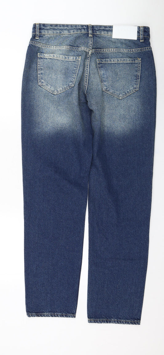 BoohooMAN Mens Blue  Cotton Straight Jeans Size 32 in L32 in Regular Zip
