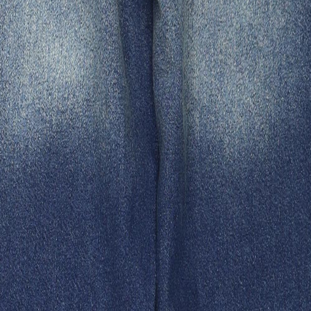 BoohooMAN Mens Blue  Cotton Straight Jeans Size 32 in L32 in Regular Zip