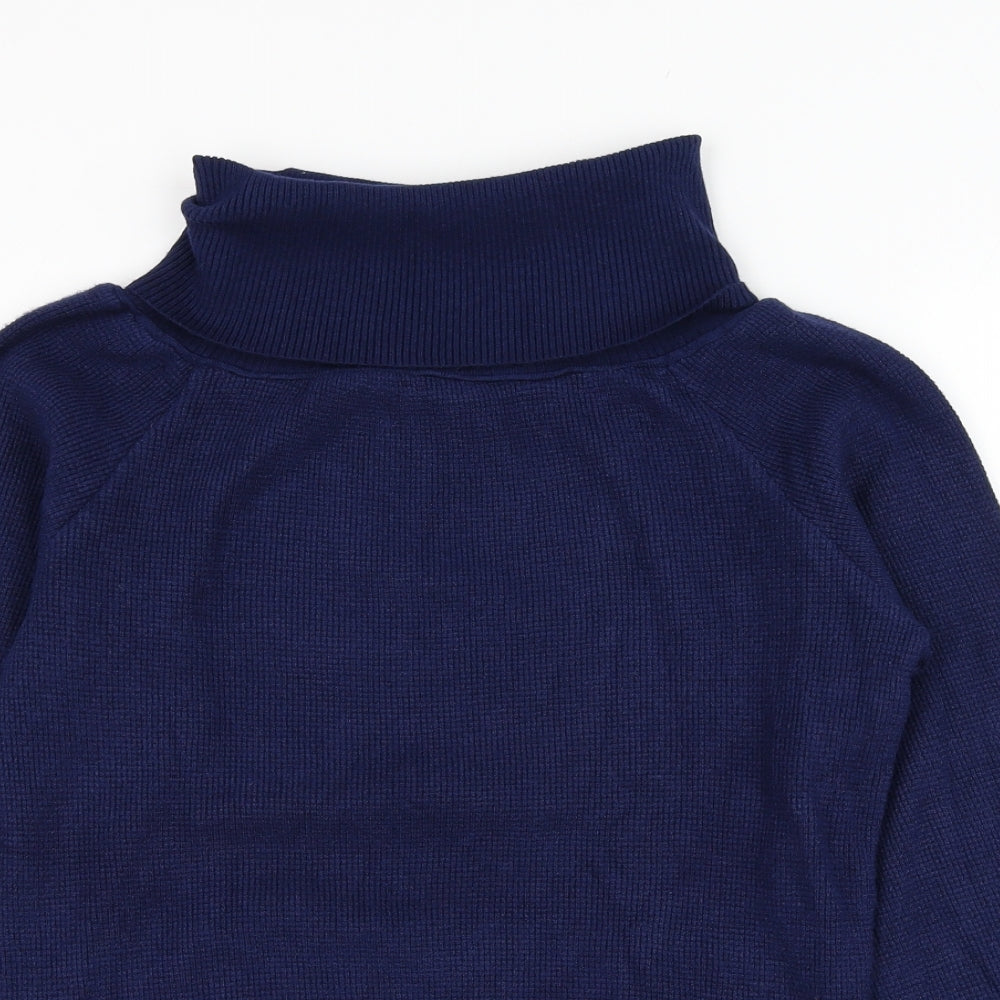 L.C.2 Womens Blue Roll Neck  Viscose Pullover Jumper Size S