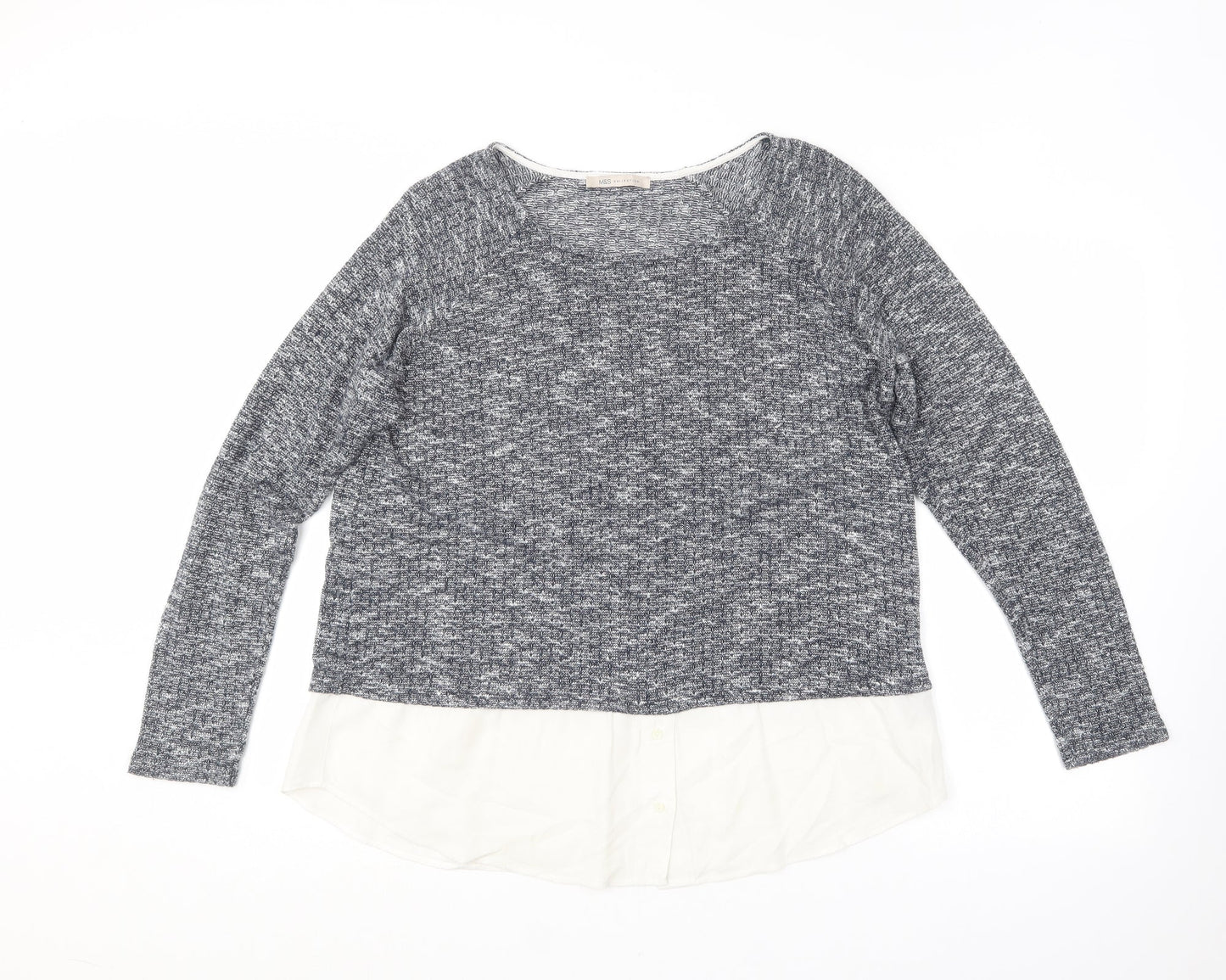 Marks and Spencer Womens Blue Round Neck  Viscose Pullover Jumper Size 16