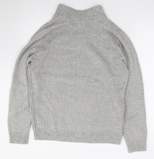 Burton Mens Grey High Neck  Acrylic Pullover Jumper Size M