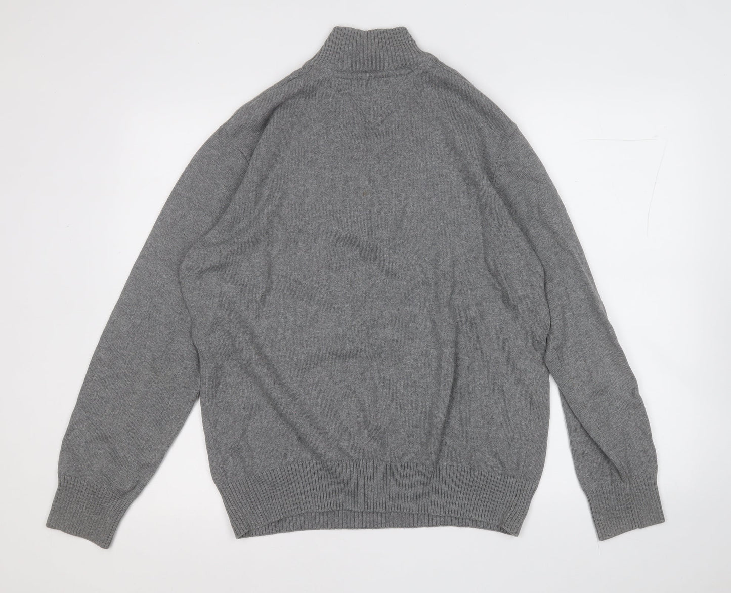 Hampton Mens Grey Mock Neck  Cotton Pullover Jumper Size M