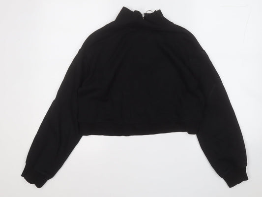 Divided Womens Black  Cotton Henley Sweatshirt Size XS