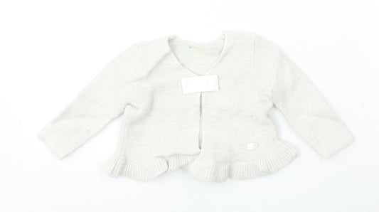 United Colors of Benetton Girls Silver  Viscose Cardigan Jumper Size 9-12 Months