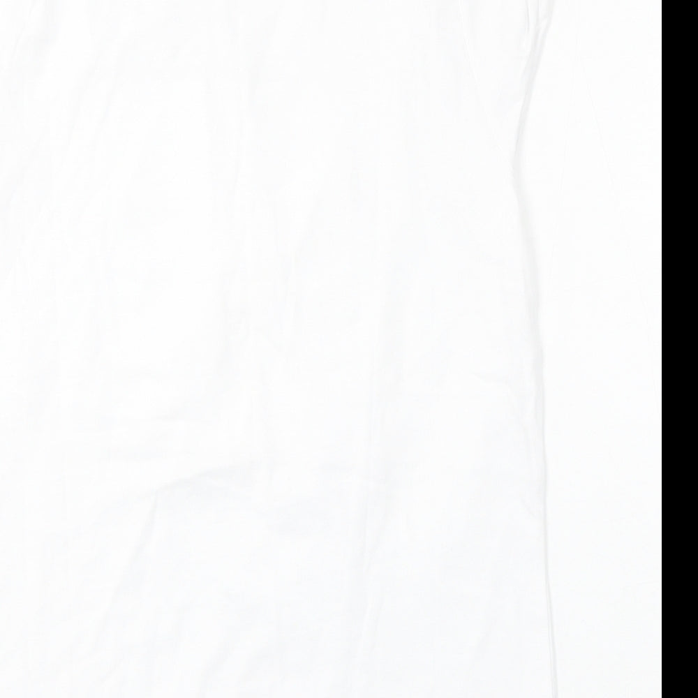 New Look Womens White  Cotton Basic T-Shirt Size 8 Round Neck