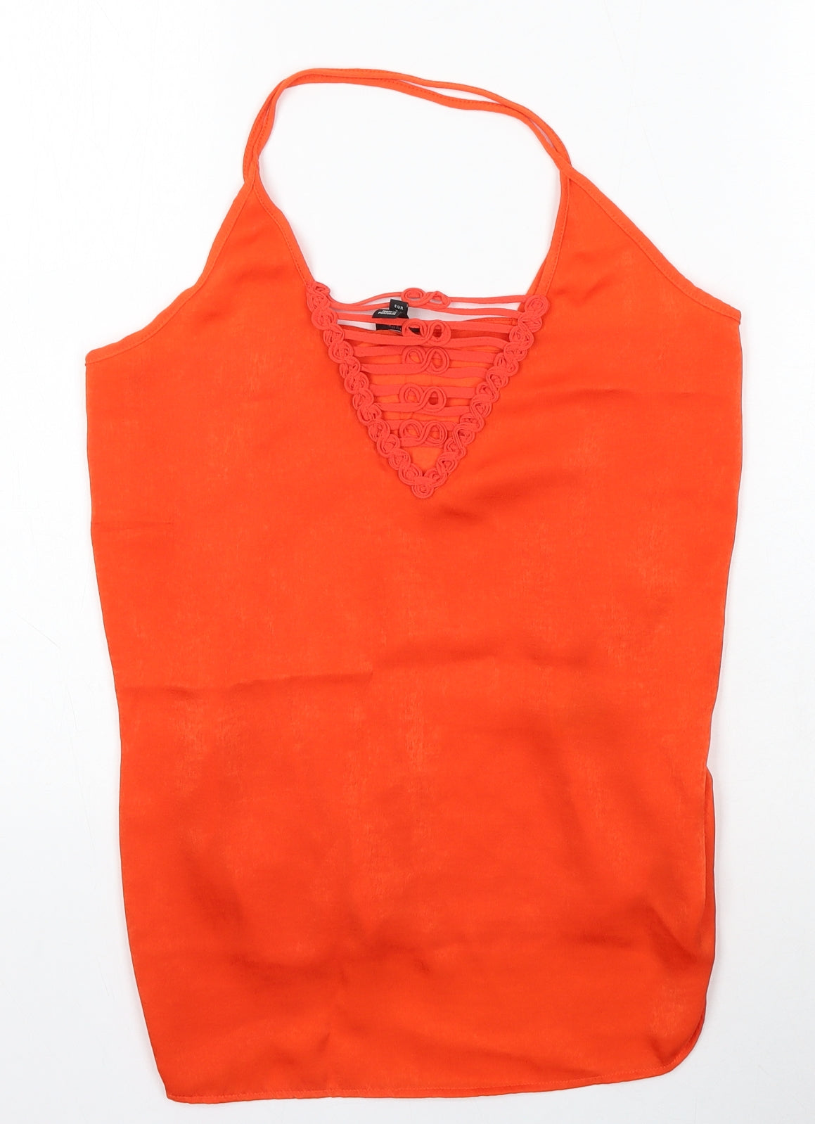 River Island Womens Orange  Viscose Camisole Blouse Size 8 Round Neck