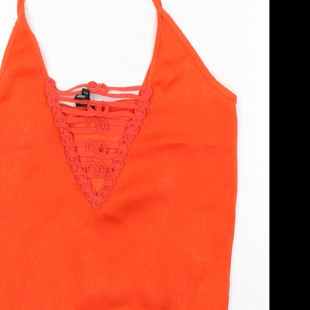 River Island Womens Orange  Viscose Camisole Blouse Size 8 Round Neck