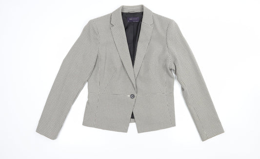 Marks and Spencer Womens Beige Houndstooth  Jacket Blazer Size 10  Button