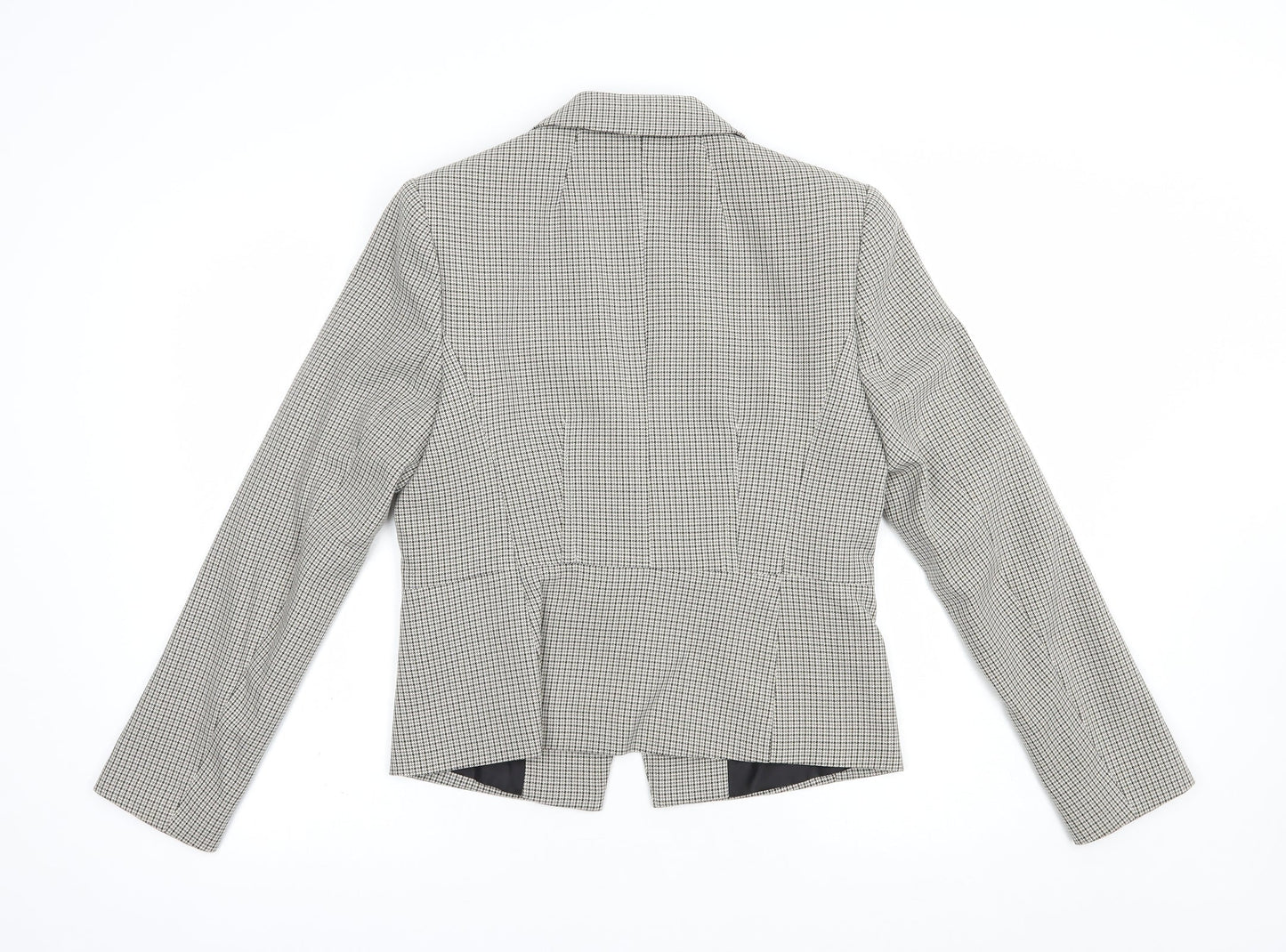 Marks and Spencer Womens Beige Houndstooth  Jacket Blazer Size 10  Button