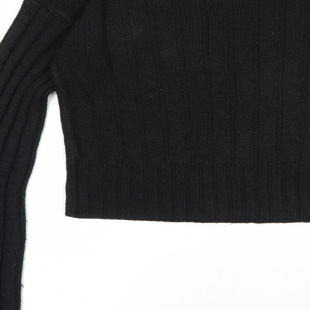 PRETTYLITTLETHING Womens Black Boat Neck  Acrylic Pullover Jumper Size M