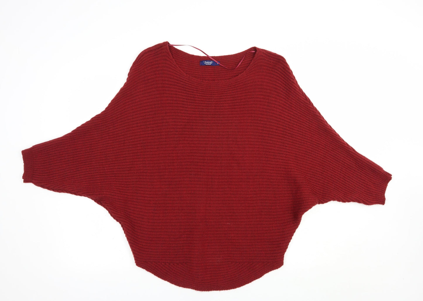 LEONARDO Womens Red Boat Neck  Acrylic Pullover Jumper Size M