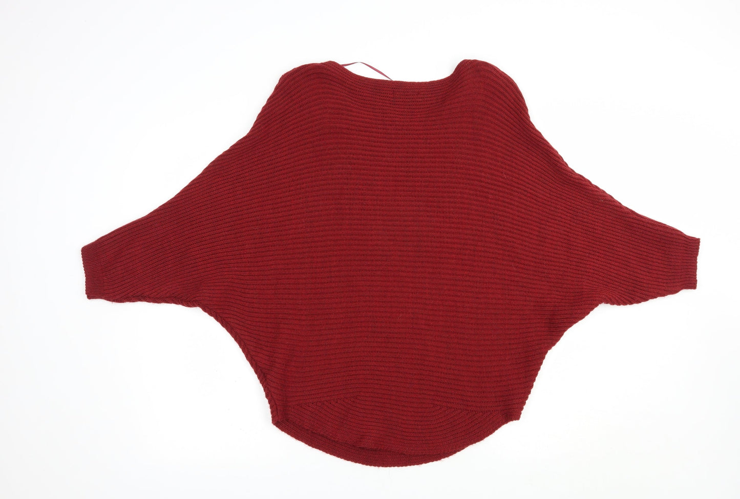 LEONARDO Womens Red Boat Neck  Acrylic Pullover Jumper Size M
