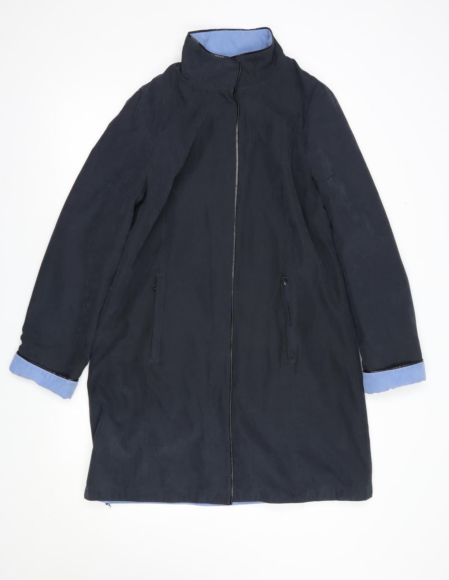 David Barry Womens Blue   Rain Coat Coat Size 12  Snap