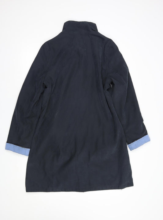 David Barry Womens Blue   Rain Coat Coat Size 12  Snap