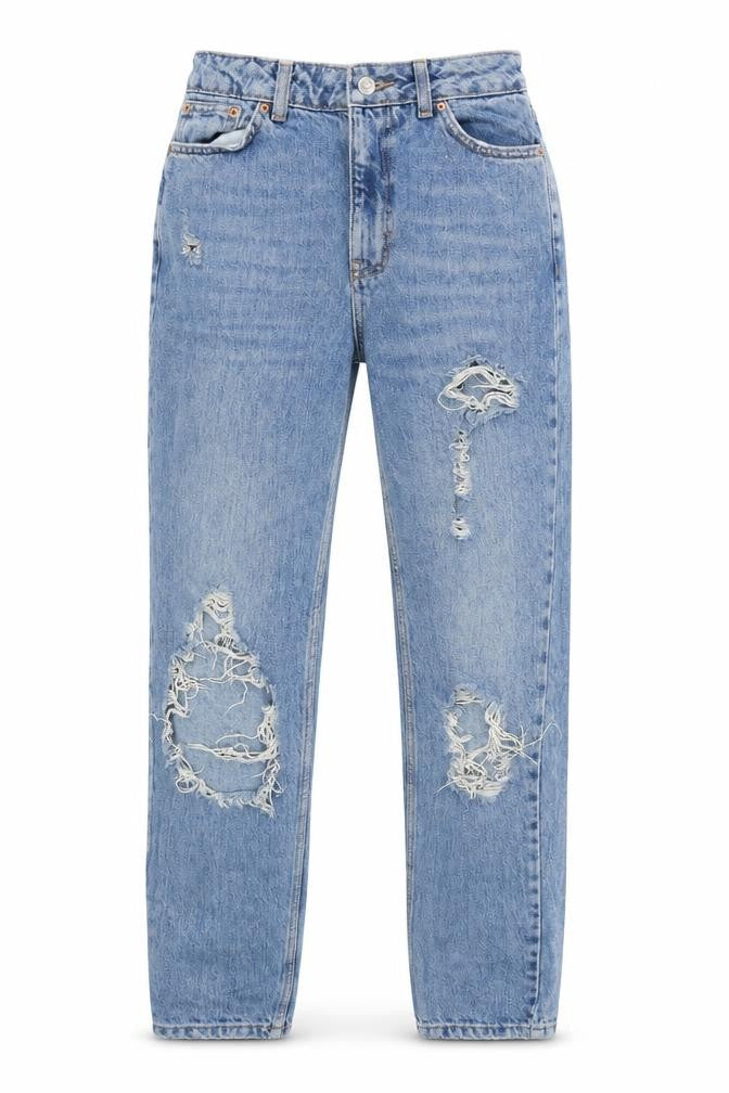 Topshop Womens Blue  Cotton Straight Jeans Size 28 in L29 in Regular Zip