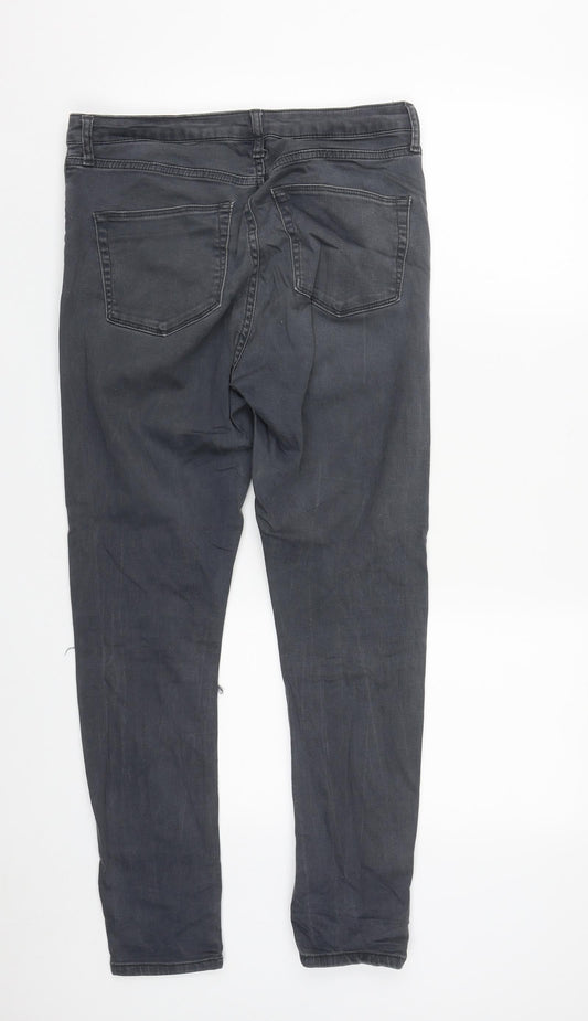 Denim & Co. Womens Grey  Cotton Skinny Jeans Size 14 L27 in Regular Zip