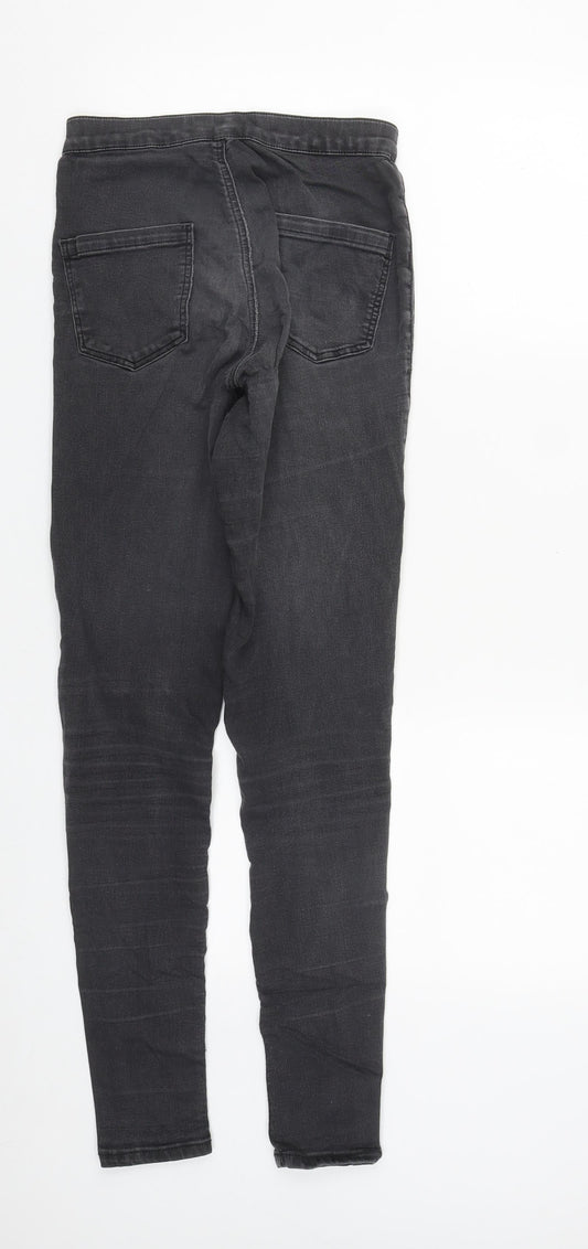 Topshop Womens Black  Cotton Straight Jeans Size 28 in L27 in Regular Zip