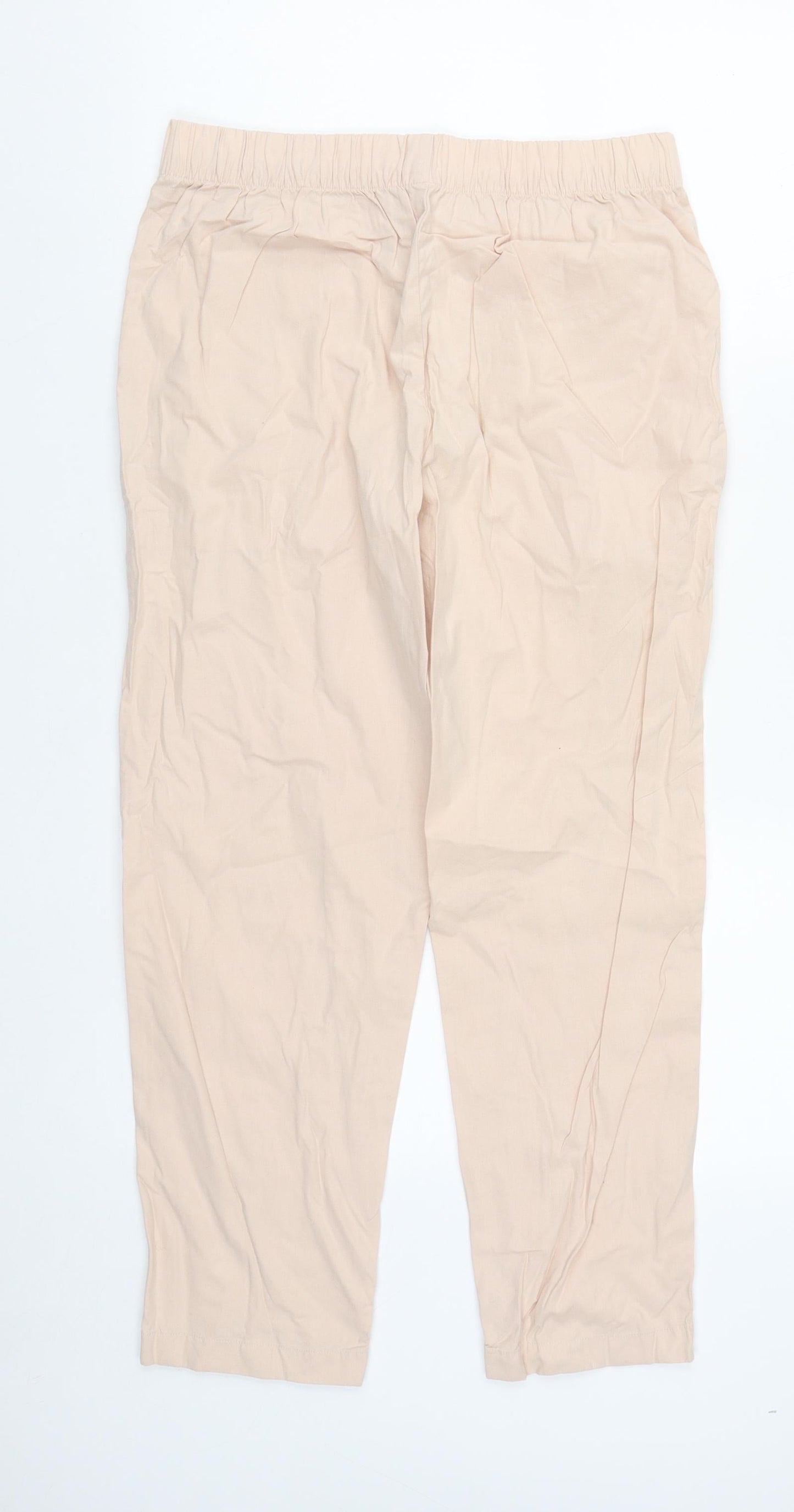 Uniqlo Womens Pink  Cotton Cropped Trousers Size S L23 in Regular Drawstring