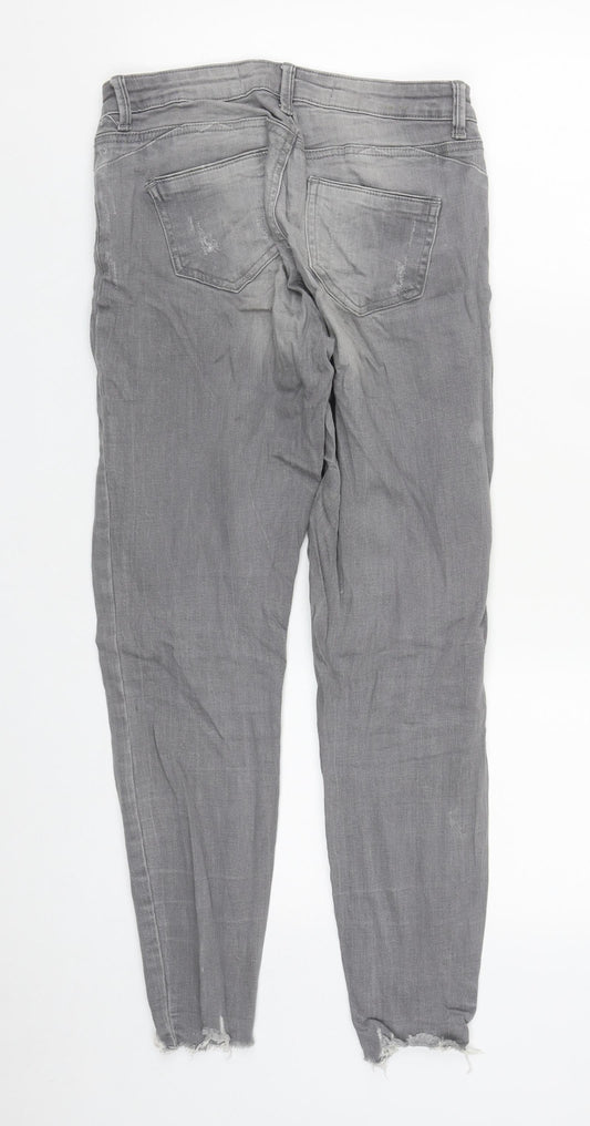 Denim & Co. Womens Grey  Cotton Straight Jeans Size 10 L28 in Regular Zip