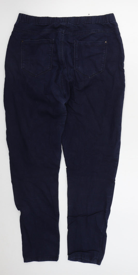 Peacocks Womens Blue  Cotton Skinny Jeans Size 14 L28 in Regular Button
