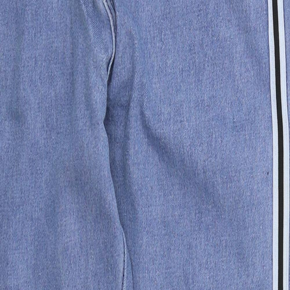 Preworn Womens Blue Striped Cotton Tapered Jeans Size S L26 in Regular Button