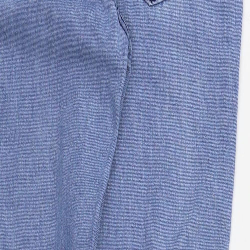 Preworn Womens Blue Striped Cotton Tapered Jeans Size S L26 in Regular Button