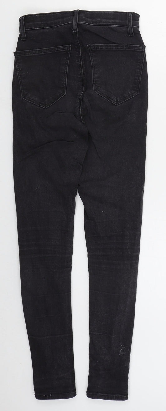 Topshop Womens Grey  Cotton Skinny Jeans Size 26 L27 in Regular Button