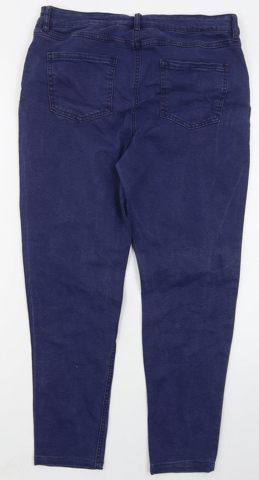 Preworn Womens Blue  Cotton Skinny Jeans Size 30 in L26 in Regular Button
